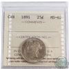 25-cent 1891 ICCS Certified MS-62