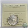 25-cent 1937 ICCS Certified MS-65. Blast white coin