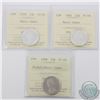 25-cent 1959, 1965 & 1968 Nickel ICCS Certified PL-66 Heavy Cameo. 3pcs