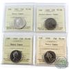 25-cent 1965, 1968 Nickel, 1969, 1970 ICCS Certified PL-66 Heavy Cameo. 4pcs.