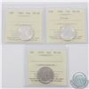 25-cent 1966, 1968 Silver & 1970 ICCS Certified MS-66. 3pcs