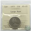 25-cent 1973 Large Bust ICCS Certified AU-55
