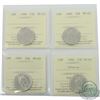25-cent 1988, 1990, 1991 & 1992 Alberta ICCS Certified MS-65. 4pcs