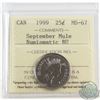 Image 1 : 25-cent 1999 September Mule ICCS Certified MS-67 NBU. Missing "25 Cents"