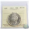 50-cent 1943 Far 3 ICCS Certified MS-64. A choice coin with great eye appeal coin.