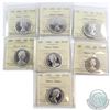 50-cent 1961, 1962, 1963, 1965, 1969, 1970 & 1972 ICCS Certified PL-65 Heavy Cameo. 7pcs