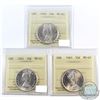 50-cent 1962, 1963 & 1965 ICCS Certified MS-65. 3pcs