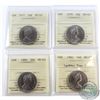 50-cent 1977, 1979, 1980 & 1982 Large Beads Type 1 ICCS Certified MS-65. 4pcs