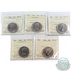 50-cent 1980, 1981, 1983, 1984 & 1986 ICCS Certified MS-65. 5pcs