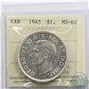 Silver $1 1945 ICCS Certified MS-62