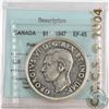 Image 1 : Silver $1 1947 Pointed 7 with Dot, Double HP CCCS Certified EF-45