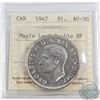 Silver $1 1947 Maple Leaf Double HP ICCS Certified AU-50