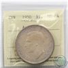 Silver $1 1950 Arnprior ICCS Certified MS-64. Light rose pink toning over entire coin.