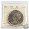 Silver $1 1951 Arnprior ICCS Certified AU-50