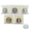 Silver $1 1951, 1952 NWL, 1953 NSF, 1955 & 1956 ICCS Certified MS-63. Coins are all bright white. 5p
