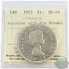 Silver $1 1955 Arnprior with Die Breaks ICCS Certified MS-64.
