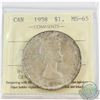Image 1 : Silver $1 1958 ICCS Certified MS-65. Light toning throughout the coin with underlying luster.