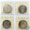 Image 1 : Silver $1 1960, 1961, 1963 & 1964 ICCS Certified MS-64. All coins have various degrees of toning. 4p