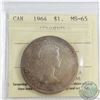Image 1 : Silver $1 1964 ICCS Certified MS-65. A medium toned coin with rainbow iridescent colours. Tied for t