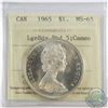 Silver $1 1965 LgeBds Ptd 5 Cameo ICCS Certified MS-65