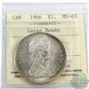 Image 1 : Silver $1 1966 LgeBds ICCS Certified MS-65. Flashy coin accented by golden toning around the edges.