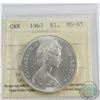 Silver $1 1967 ICCS Certified MS-65. A Blast white coin with choice eye appeal.