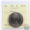 Image 1 : Nickel $1 1981 ICCS Certified MS-66. Top 10, Tied for the highest grade by ICCS.