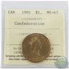 Image 1 : Loon $1 1992 Confederation ICCS Certified MS-67. Top 4, Highest grade by ICCS.