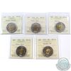 $2 2011 Boreal Forest, 2012, 2015 McCrae, 2016 & 2017 Canada 150 ICCS Certified MS-65. 5pcs