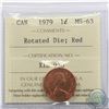 Image 1 : Rotated Die Error 1-cent 1979 Canada ICCS Certified MS-63 Red (315 degree rotation)