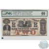 795-10-08.  1859 Bank of Western Canada $2, Butler-Richardson, S/N: 568/B, PMG EF-40.