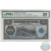 DC-21g.  1912 Dominion of Canada $5, Hyndman-Saunders, Seal Only, S/N: C715779/B, PMG VF-20.  A brig