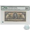 BC-25b.  1937 Bank of Canada $20, Gordon-Towers, S/N: D/E1363723, PMG AU-58, EPQ.