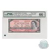 BC-38dT.  1954 Bank of Canada Test Note $2, Lawson-Bouey, S/N: S/R2820638, PMG GUNC-66, EPQ.  Bright