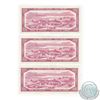 Image 2 : BC-44d.  Group lot of three in sequence 1954 Bank of Canada Modified Portrait $1000, Lawson-Bouey, S