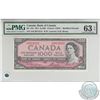 BC-44d.  1954 Bank of Canada Modified Portrait $1000, Lawson-Bouey, S/N: A/K0974313, PMG CUNC-63, EP