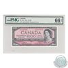BC-44e.  1954 Bank of Canada Modified Portrait $1000, Thiessen-Crow, S/N: A/K2137531, PMG GUNC-66, E