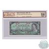 BC-45aS.  1967 Bank of Canada Specimen $1, Beattie-Rasminsky, Specimen #302, BCS AU-58, Original.