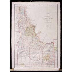 State of Idaho Hand-Tinted 1898 Map