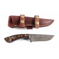 CFK Damascus Ram's Horn Knife & Scabbard