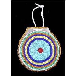 Crow Native American Indian Beaded Round Pouch