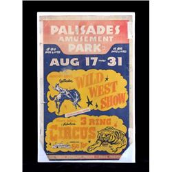 Original Palisades Amusement Park Poster 1940's