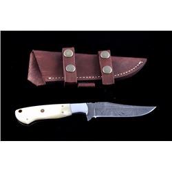 CFK Damascus Exotic Camel Bone Knife & Scabbard