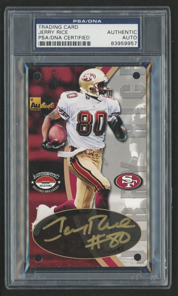 Jerry Rice 24k GOLD Signed 1998 Authentic Images Gold Trading Card (PSA ...