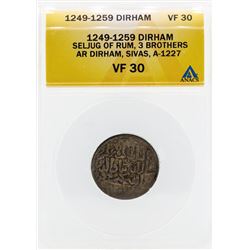 1249-1259 Dirham Seljug of Rum 3 Brothers Coin ANACS VF30
