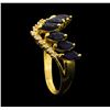 Image 4 : 1.00 ctw Sapphire And Diamond Ring - 14KT Yellow Gold