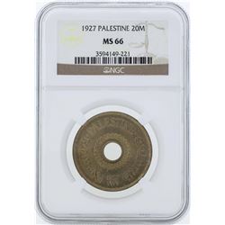 1927 Palestine 20 Mils Coin NGC MS66