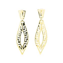 Greek Key Dangle Earrings - 14KT Yellow Gold
