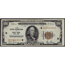 1929 $100 Federal Reserve Bank of New York National Currency Note