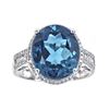 Image 1 : 10.48 ctw London Blue Topaz and Diamond Ring - 14KT White Gold